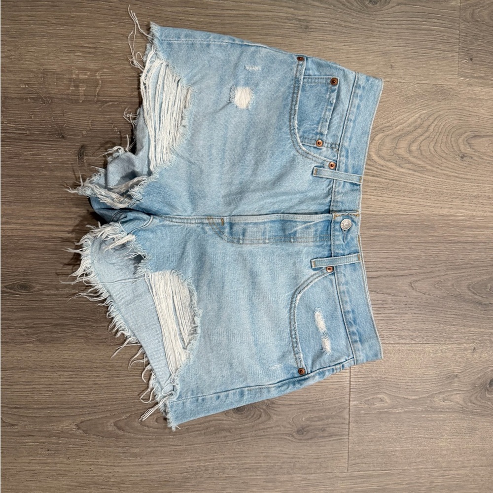 Levi Strauss Casual Light Blue Distressed Denim Shorts